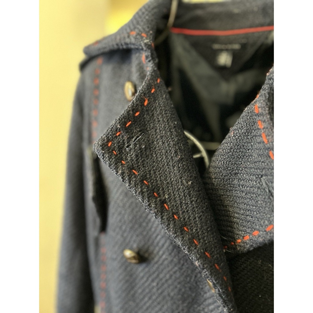 Tommy Hilfiger Wool Blend Navy Peacoat Reefer Jacket Fisherman Coastal Sz Medium - Picture 6 of 14